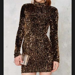 NASTY GAL BRONZE MIRAGE SEQUIN MINI DRESS